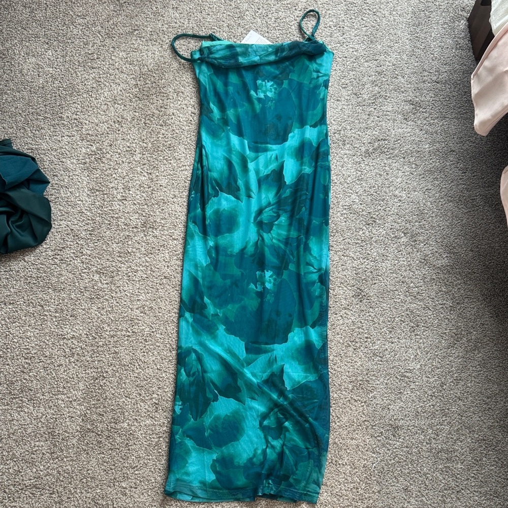 Teal Floral Maxi Dress